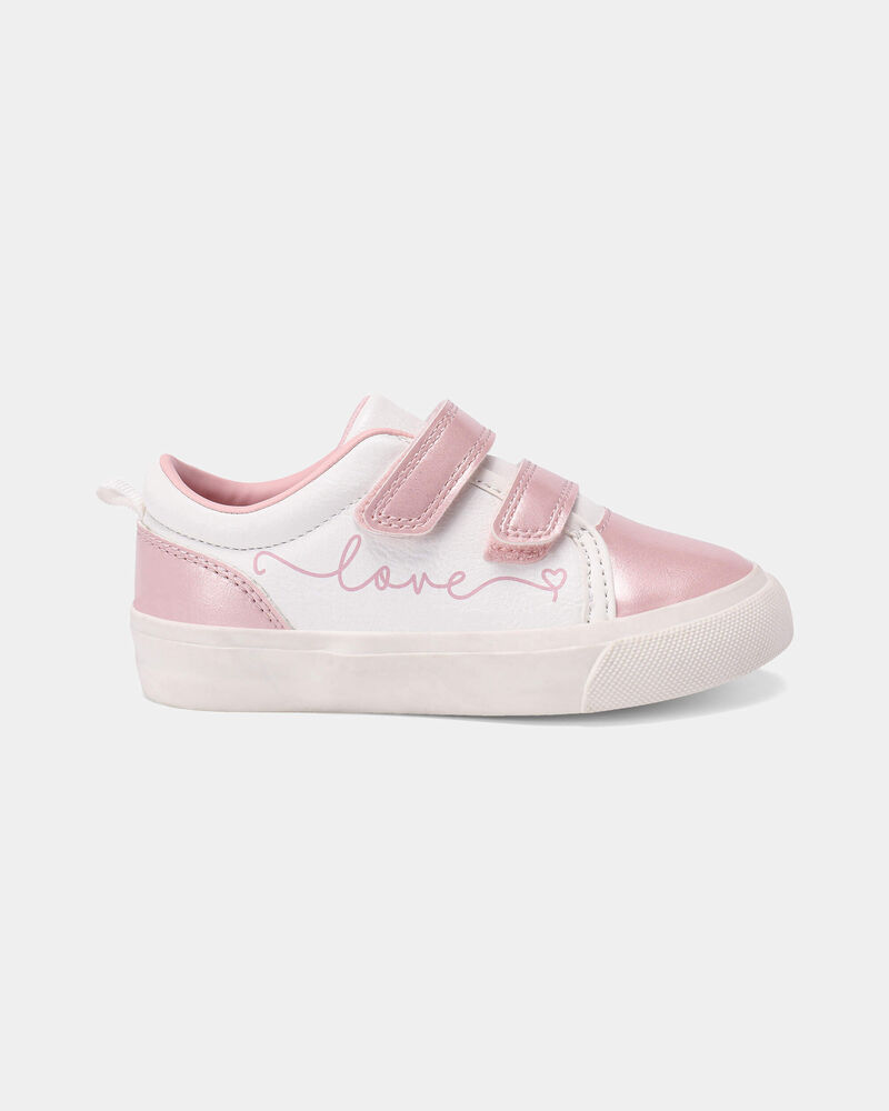 Toddler Girl Love Casual Sneakers - White/Pink, image 2 of 6 slides